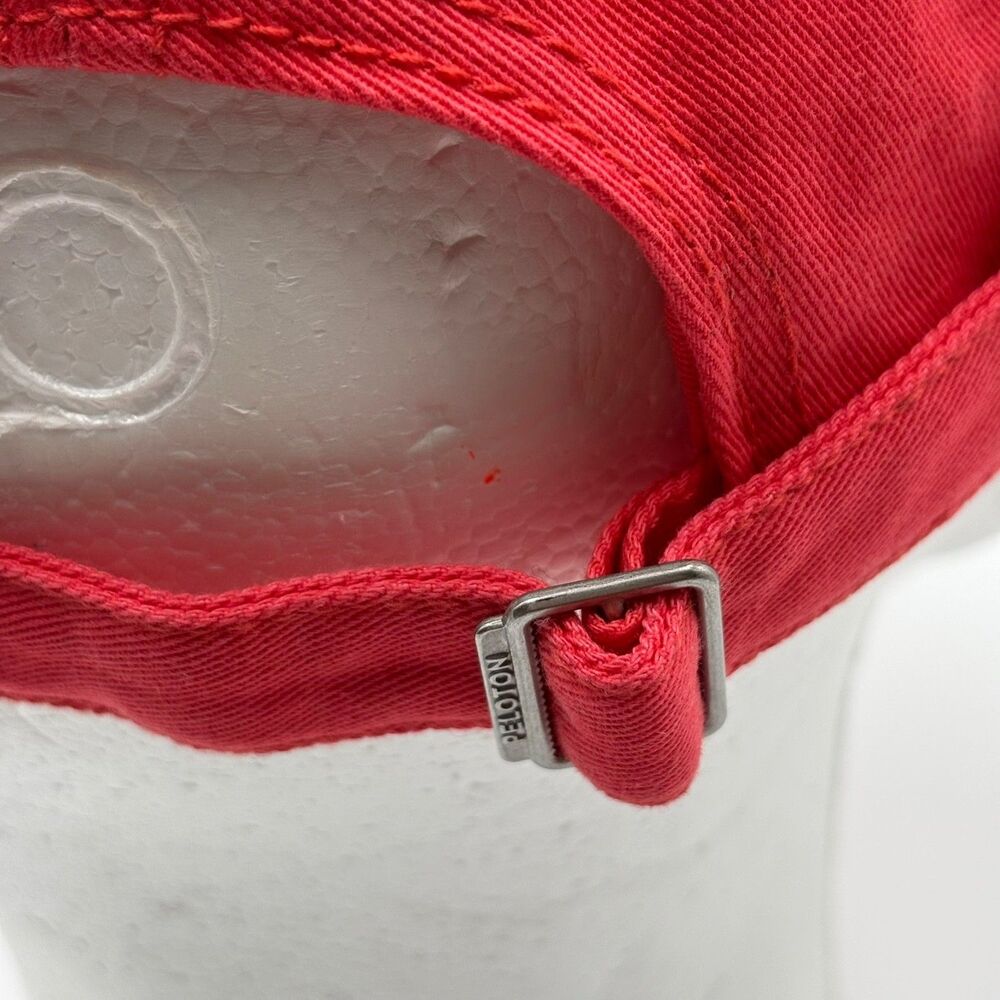 Peloton Baseball Cap Red Tonal Logo 100% Cotton Adjustable Strap - Picture 4 of 9